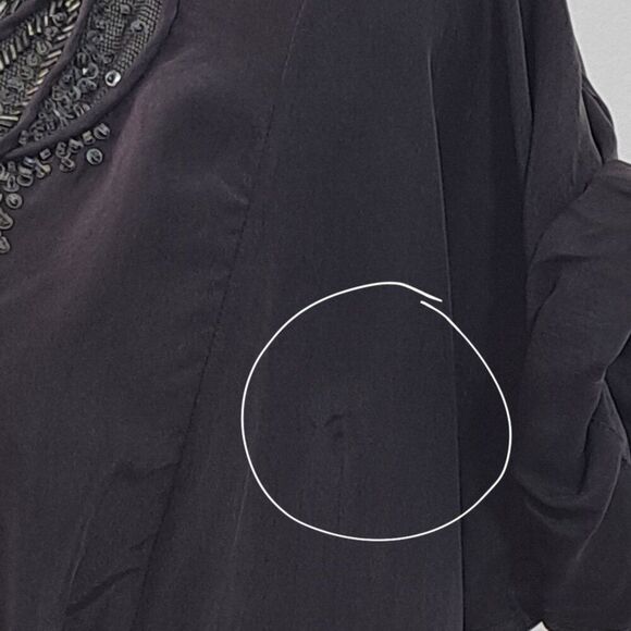 Rebecca Taylor Women's Dark Grey Cap Sleeves Silk Sequin Tunic Top Sz 4 - Picture 9 of 9